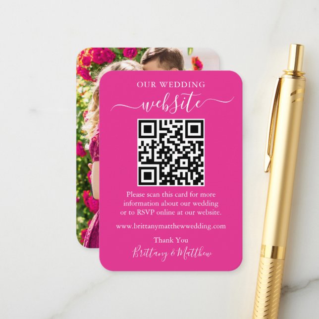 Minimalistisches Hochzeitsseiten-Website-Foto QR H Begleitkarte (Vorderseite/Rückseite Beispiel)