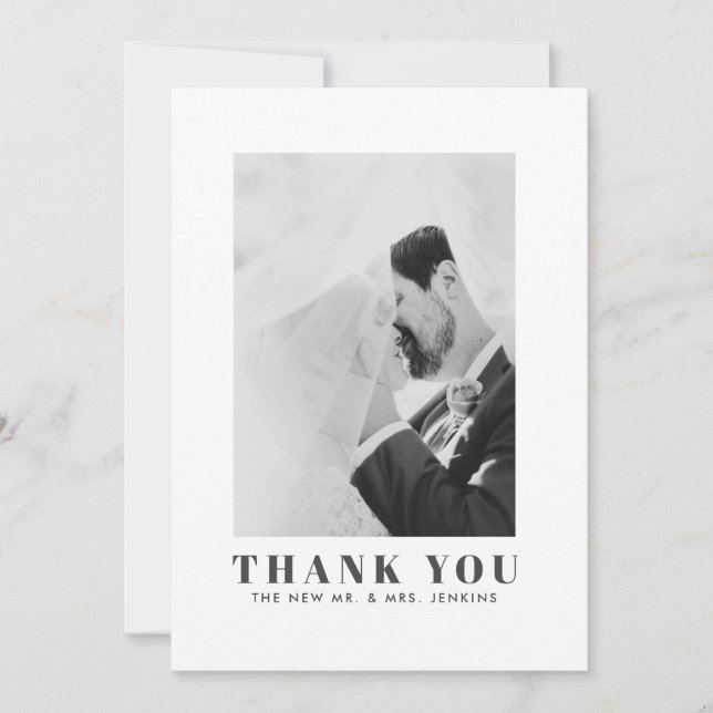 Minimalistisches Hochzeitsskiosk - Foto Vielen Dan Dankeskarte (Vorderseite)