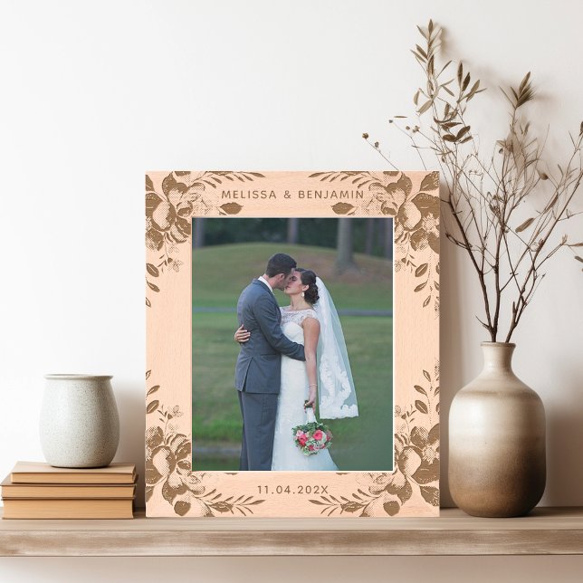 Minimalistisches Hochzeitsszenario-Foto Geätzte Rahmen (Elegant Wedding Photo Frame with Couples photo)