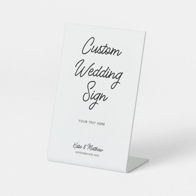 Minimalistisches Hochzeitstisch Sockelschild (Vorderseite)