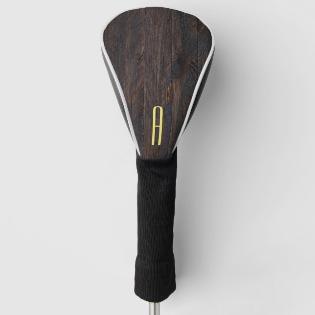 Minimalistisches Holzmuster Monogramm handschriftl Golf Headcover (Vorderseite)