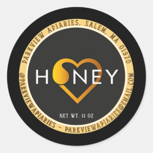 Minimalistisches Honiglabel mit Honey Herzdesign Runder Aufkleber