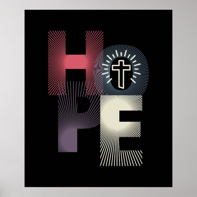 Minimalistisches "Hope" Cross 20 x 24 Poster (Vorne)