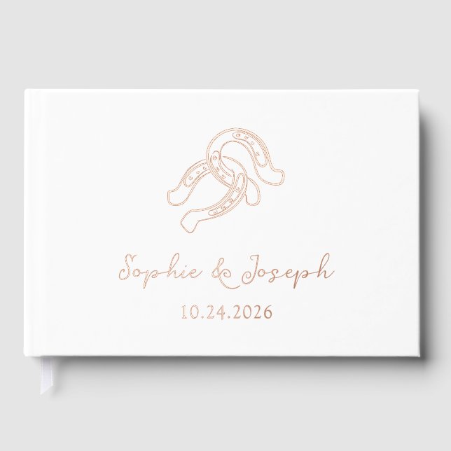 Minimalistisches Horseshoe | Echte Gold Foil Hochz Gästebuch (Vorderseite)