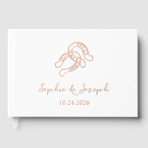 Minimalistisches Horseshoe   Echte Gold Foil Hochz Gästebuch