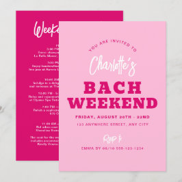 Minimalistisches Hot Pink Bachelorette Wochenende Einladung