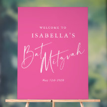Minimalistisches Hot Pink Custom Bat Mitzvah Willk