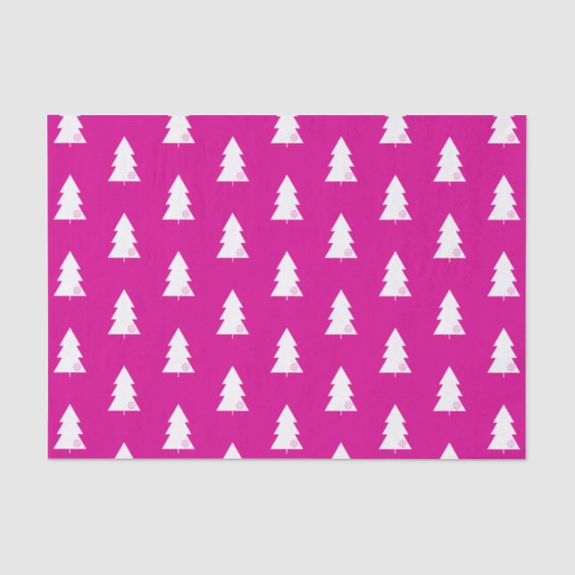 Minimalistisches Hot Pink White Christmas Tree Mus Seidenpapier (Vorderseite)