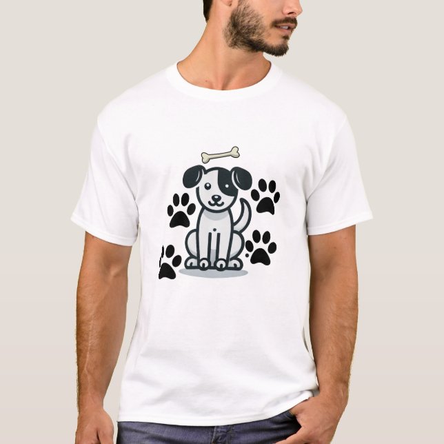 Minimalistisches Hundedesign T-Shirt (Vorderseite)