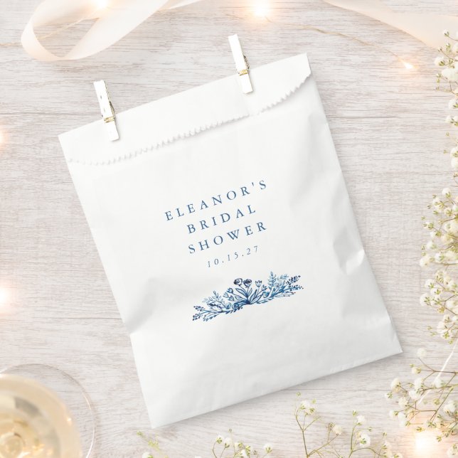 Minimalistisches Indigoblau Tinte Botanisches Brau Geschenktütchen (Ausgeschnitten)
