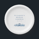 Minimalistisches Indigoblau Tinte Botanisches Brau Pappteller<br><div class="desc">Minimalistische Indigo Blue Ink Botanical Brautparty Custom Paper Teller</div>