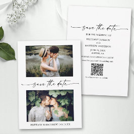 Minimalistisches InkScript Couple 2 Foto QR-Code Save The Date
