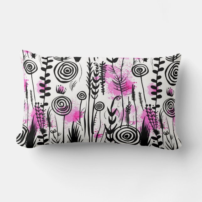 Minimalistisches Inky Petals Muster Lendenkissen (Vorderseite)