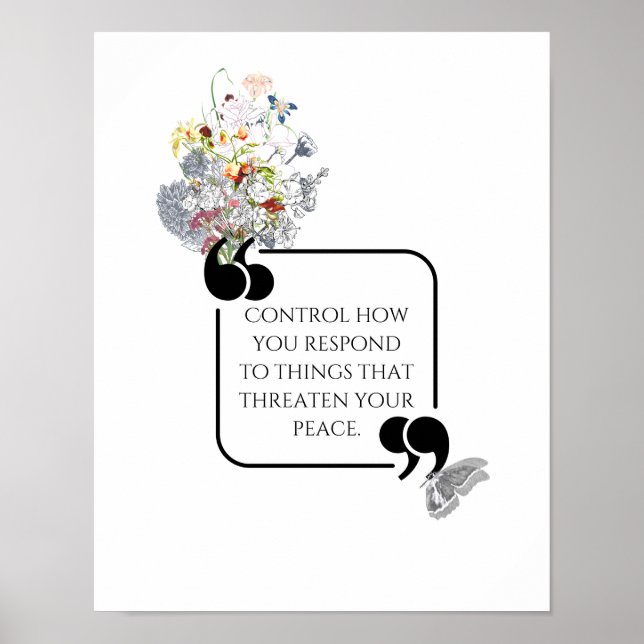Minimalistisches innen PEACE Illustriertes Zitat Poster (Vorne)