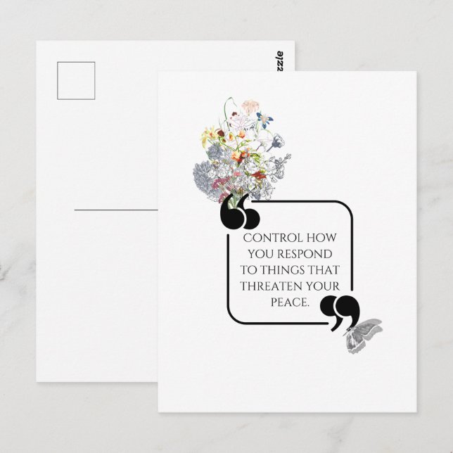 Minimalistisches innen PEACE Illustriertes Zitat Postkarte (Vorne/Hinten)