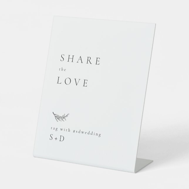 Minimalistisches Instagram-Hashtag-Hochzeitsszeich Sockelschild (Vorderseite)