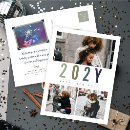 Minimalistisches Jahr 3 Foto Modernes Einfaches Feiertagspostkarte