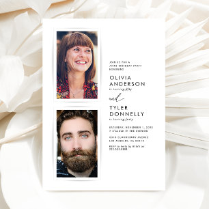 Minimalistisches Joint-Birthday-Foto Einladung