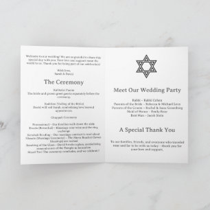 Minimalistisches jüdisches Hochzeitsprogramm Programm