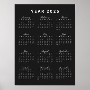 Minimalistisches Kalenderposter 2025 Poster