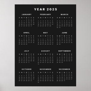 Minimalistisches Kalenderposter 2025 Poster