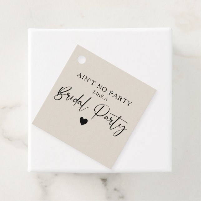 Minimalistisches kalligraphisches Brautparty Geschenkanhänger (Beispiel)