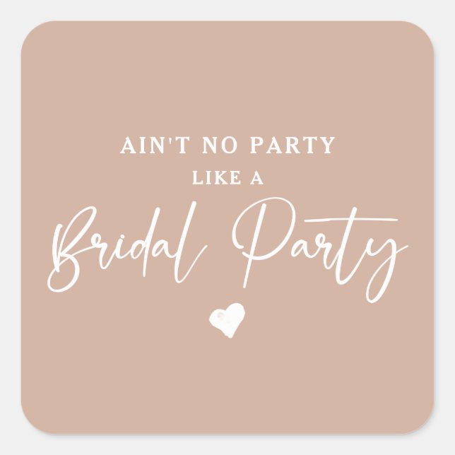 Minimalistisches kalligraphisches Brautparty Quadratischer Aufkleber (Vorderseite)