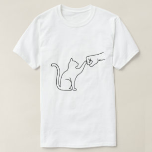 Minimalistisches Katzen-Fauststoß-Linienkunst-T-Sh T-Shirt