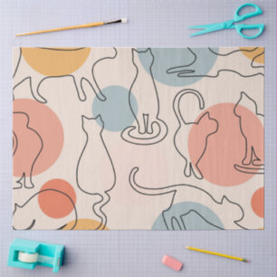 Minimalistisches Katzen-Linienkunst-Muster Seidenpapier