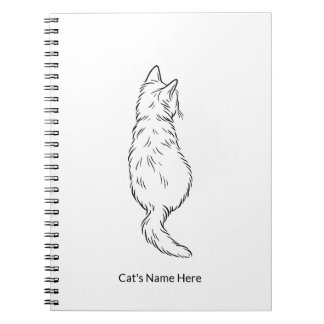 Minimalistisches Katzen-Linienkunst-Notizbuch mit  Notizblock