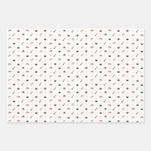 Minimalistisches Kawaii-Sushi-Muster Süße japanisc Geschenkpapier Set