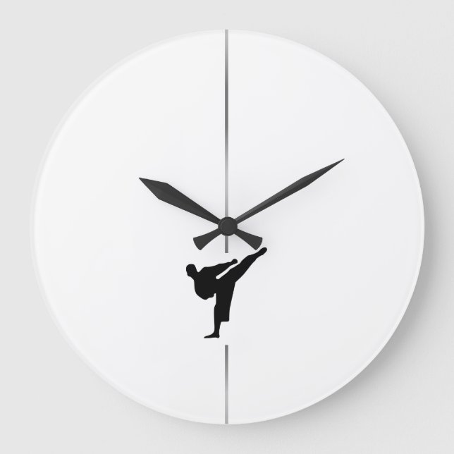 Minimalistisches Kickboxing - Kampfkunst - Große U Wanduhr (Vorderseite)
