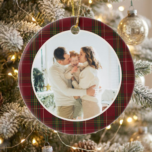 Minimalistisches klassisches rotes Karo 2 Foto Wei Keramik Ornament