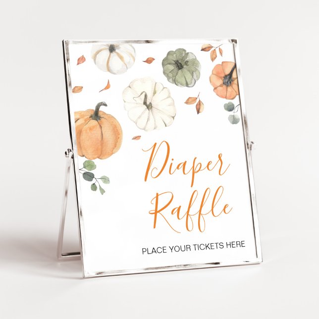 Minimalistisches, kleines Pumpkin Diaper Raffle Poster (A Little Pumpkin Baby Shower Diaper Raffle Sign)
