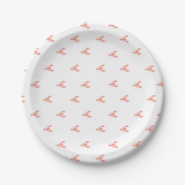 Minimalistisches kleines rotes Hummermuster Pappteller (Vorderseite)