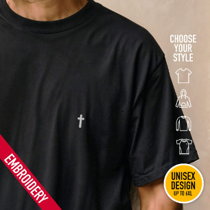 Minimalistisches kleines winziges Kreuz-Stickerei- Besticktes T-Shirt