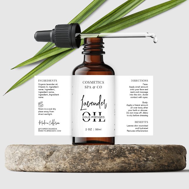 Minimalistisches kosmetisches Flaschenetikett (Minimalist black & white dropper wrap around bottle labels)