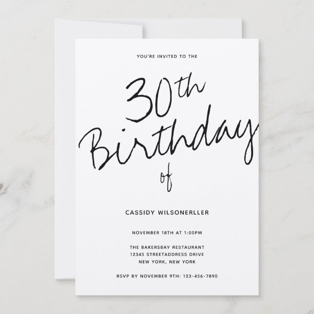 Minimalistisches Kraftpapier 30. Geburtstag Einladung (Vorderseite)