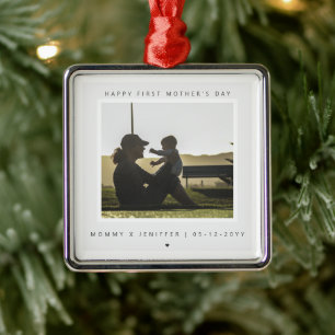 Minimalistisches kundenspezifisches Foto Erster Mu Ornament Aus Metall