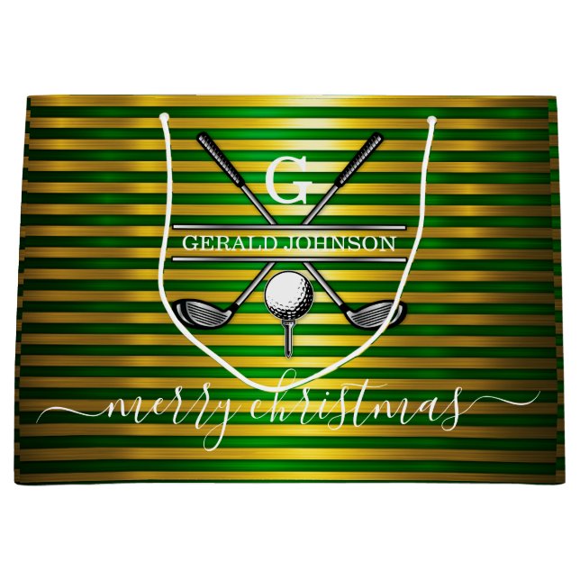 Minimalistisches, kundenspezifisches Golf Monogram Große Geschenktüte (Vorderseite)