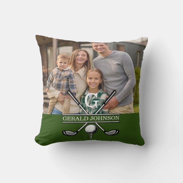 Minimalistisches, kundenspezifisches Golf Monogram Kissen (Vorderseite)