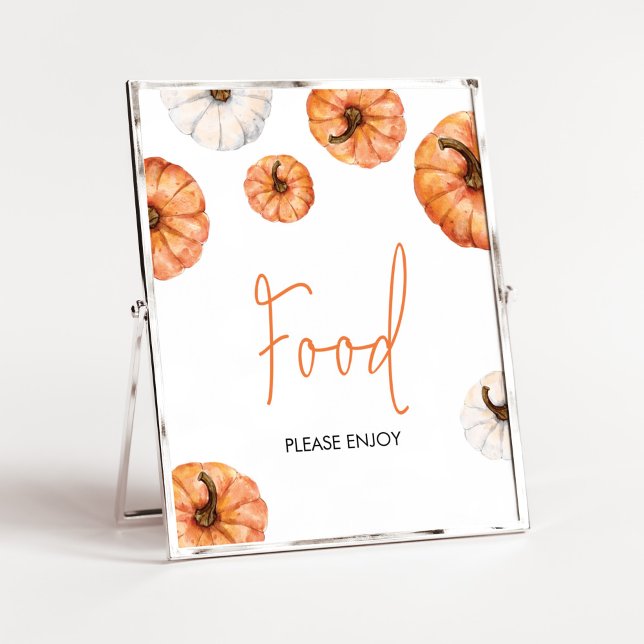 Minimalistisches KürbisBaby-Duschnahrung Poster (Minimalist Pumpkin Baby Shower Food Sign)