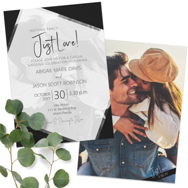 📸 ✨ Minimalistisches Lässiges Schwarz-Weiß-Foto Einladung (📸✨Minimalist Casual Black and White Wedding Photo Invitation
)