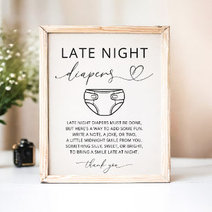 Minimalistisches Late-Night-Windeln-Baby-Shower-Sc Poster