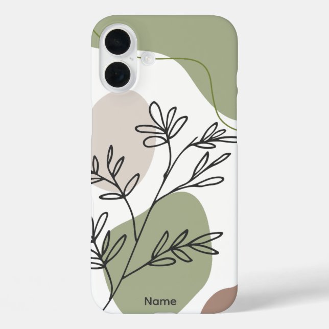 Minimalistisches Leaf- Erdfarben, individuell eins iPhone 16 Plus Hülle (Rückseite)