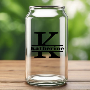 Minimalistisches Letter K Monogramm und Individuel Dosenglas