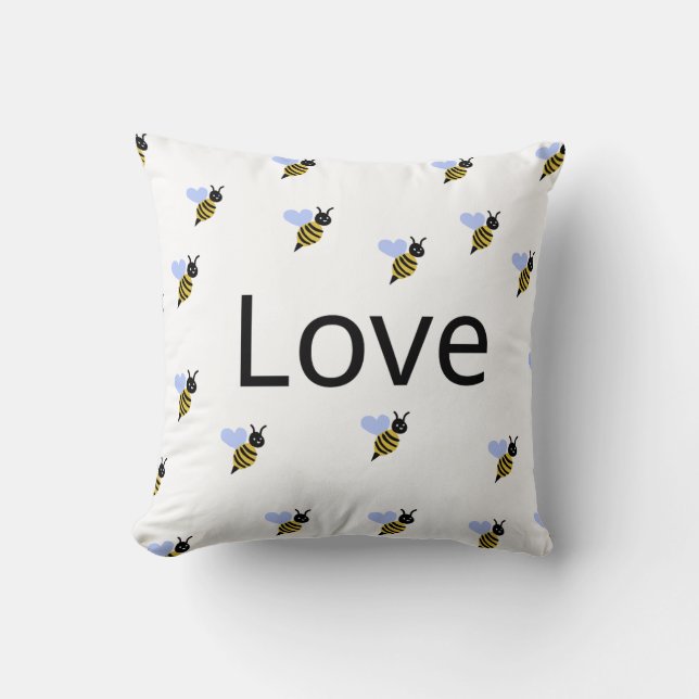 Minimalistisches "Liebe & Bienen" Kissen - romanti (Vorderseite)