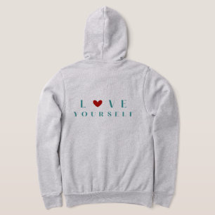 Minimalistisches "Liebe dich selbst"-Teal- und rot Hoodie