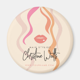 Minimalistisches Light Peach Hairstylist Wavy Hair Magnet