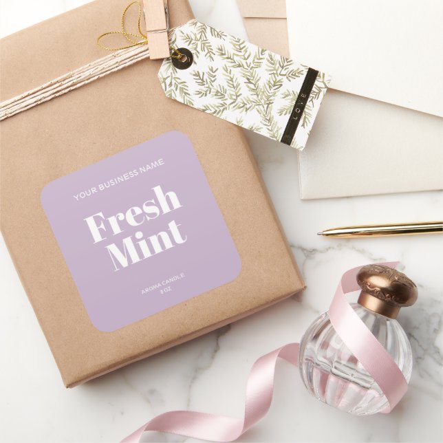 Minimalistisches Lilac-Kerze-Etikett Quadratischer Aufkleber (Schenken)